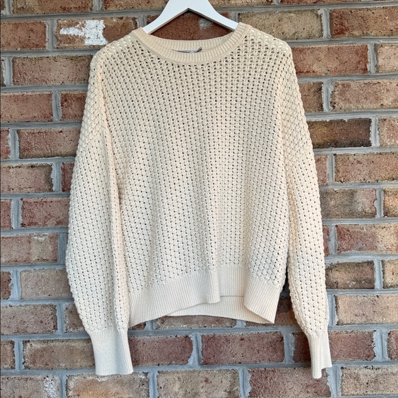 MM Lafleur pointelle Liam popcorn knit sweater, NWOT, size XL - Picture 3 of 9